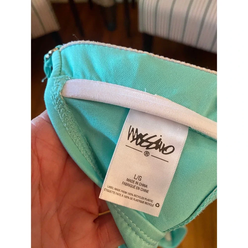 Mossimo Turquoise Blue Twist Front Bandeau Bikini Top Removable‎ Strap Large